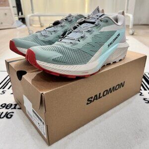 Salomon Sense Ride 5 Trail Hiking Running Shoes Easy Lace - Lily Pad Rainy Day